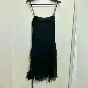 Vera Cristina Black Chiffon Dress Tiered Ruffle Hem Party Cocktail Dress Size 4